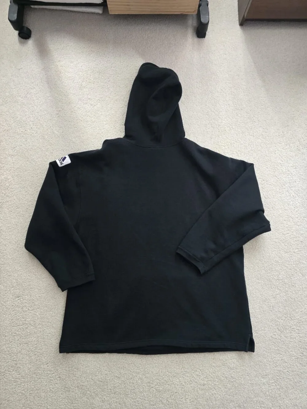 Vintage Adidas 90s Embroidered Logo Hoodie Faded Black XL